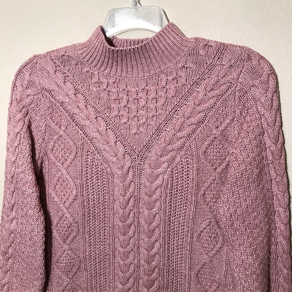 abercrombie & fitch | cozy pink cable knit mock-neck sweater - Picture 2 of 12
